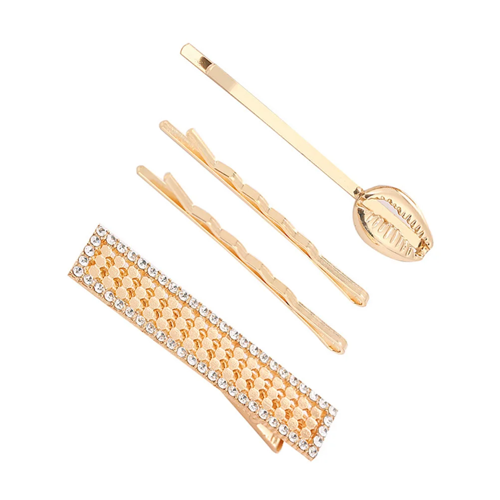 

Stylish Rhinestone Hair Clips Set Geometric Bang Conch Pins for Wedding Party Daily Life Elegant Accessories Hair Salon
