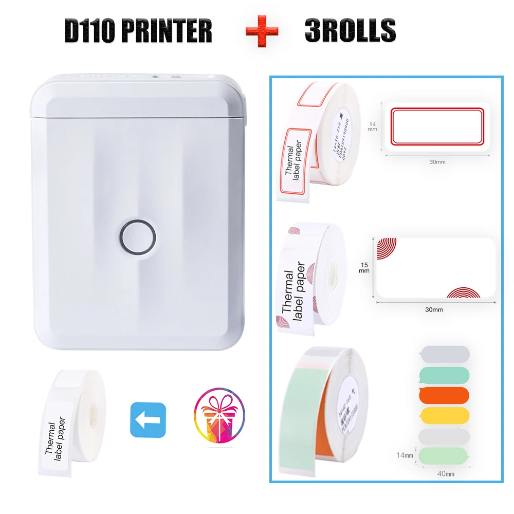 Compact and User-Friendly Thermal Label Printer D110 Niimbot Transfer Print Label Forms No Need Ink or Toner Portable & Mini New