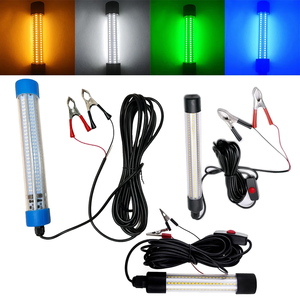 20W 30W 50W IP68 LED Fishing Tool With 5M Cord Lures Multicolor 12V Lamp Underwater Lantern Portable Fish Finder Deeper Things