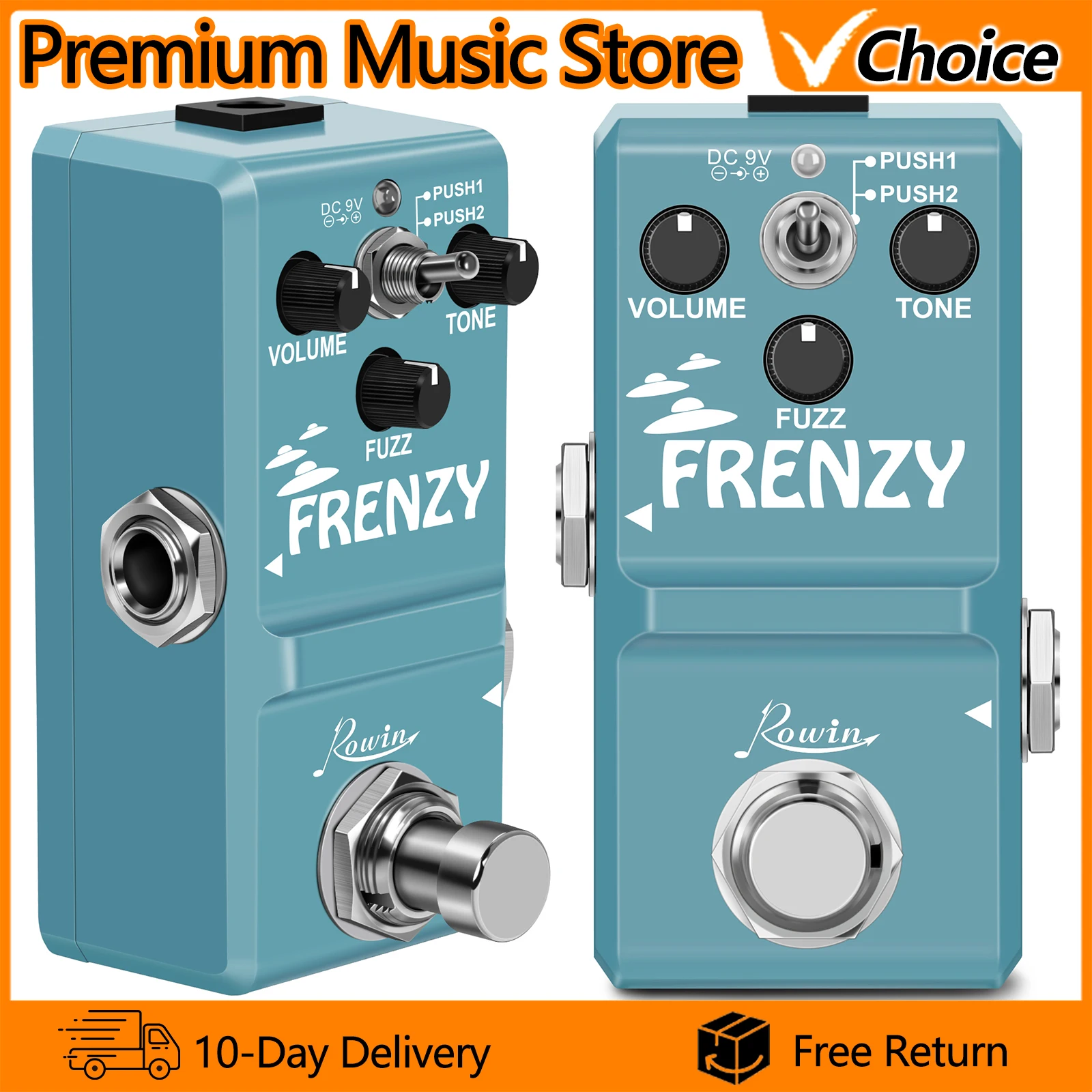 

Гитарная педаль эффектов ROWIN LN-322 FRENZY: классический фузз-звук, кремовый, похожий на звук скрипки, миниатюрный цельнометаллический корпус, 2 режима, для бас-гитары