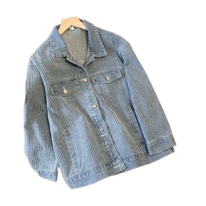 Herbst Weibliche Süße Denim Jacke, Die Alte Weisen Jacken Lange Hülse Drehen-Unten Kragen frauen Mäntel Büro Dame mäntel