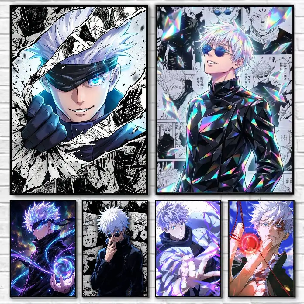 J-Jujutsu K-Kaisen Satoru Poster Self-adhesive Art Waterproof Paper Sticker Coffee House Bar Room