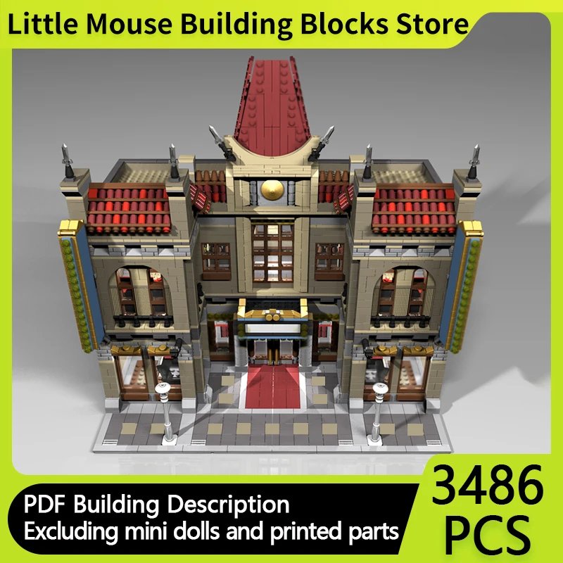

City Street View Model MOC Building Bricks Chinese Cinema Palace Modular Technology Gifts Holiday Assemble Children Toys Suit