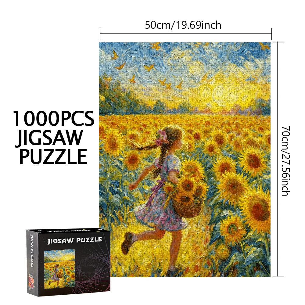 Zonnebloemveld Meisje Kunst Legpuzzel Volwassen Romantisch Thema Intellectueel Spel Thuis Vrije tijd Decoratief Puzzelspeelgoed