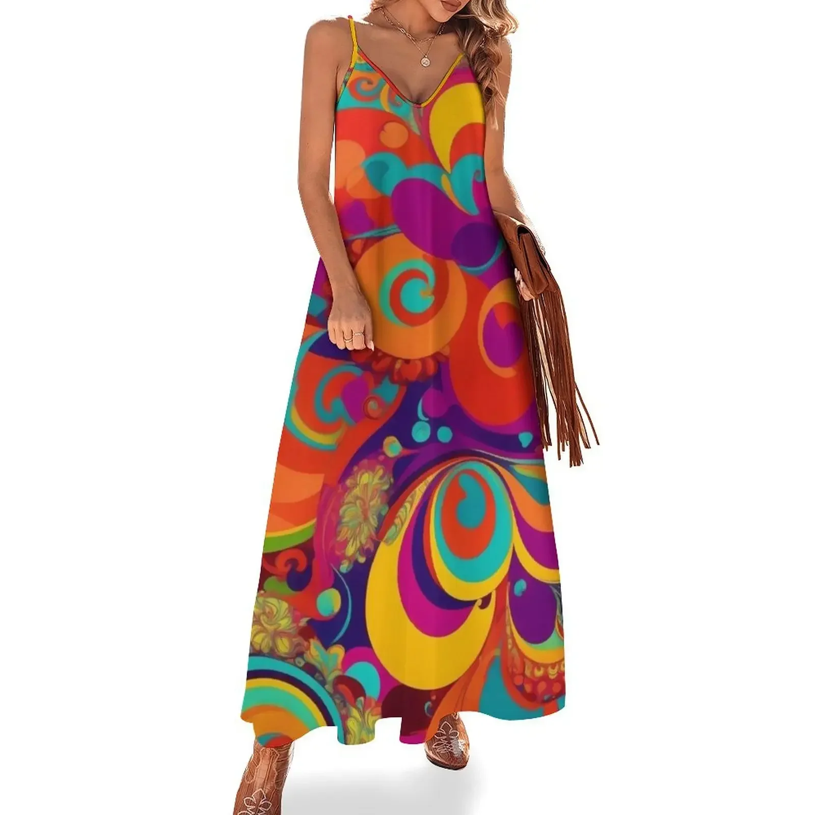 

Flower Power Colourful Flower Pattern Sleeveless Dress Beachwear clothes for women Dress