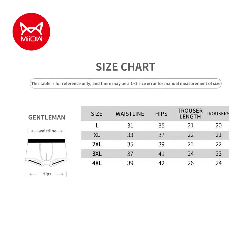 MiiOW 3Pcs Cotton Mens Panties Men\'s Underwear Breathable Man Boxershorts Graphene Antibacterial Men Underpants Men Boxer Trunks