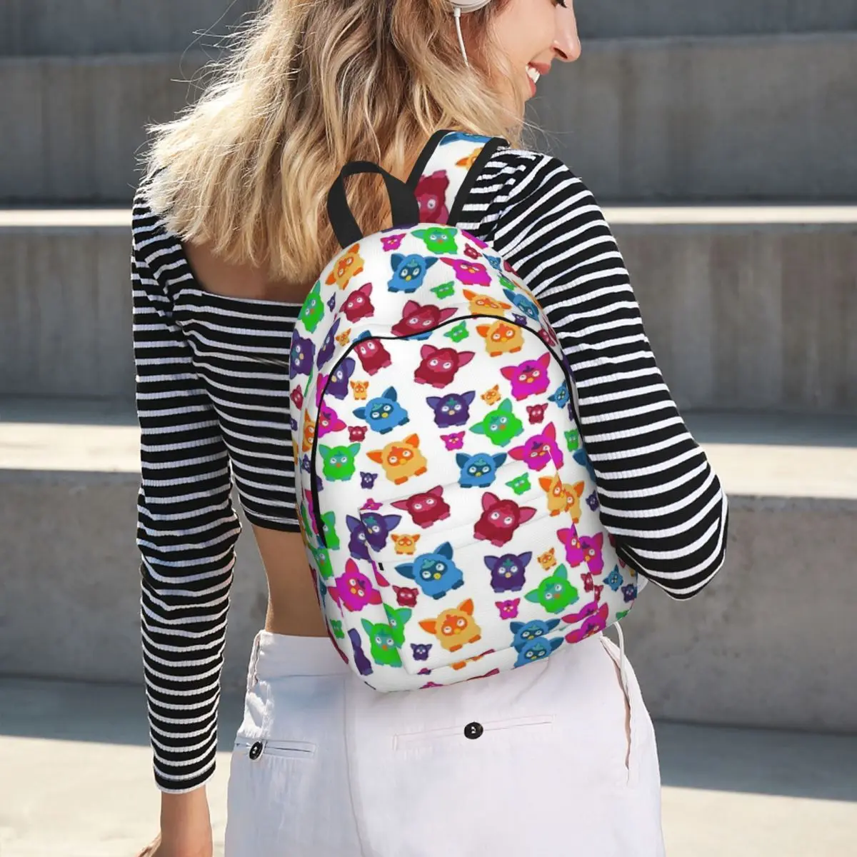 

Furby 2000's Decades Design Pattern Student Backpack School Bag Hiking Travel Daypack for Boys Girls Bookbag Shoulder Bags