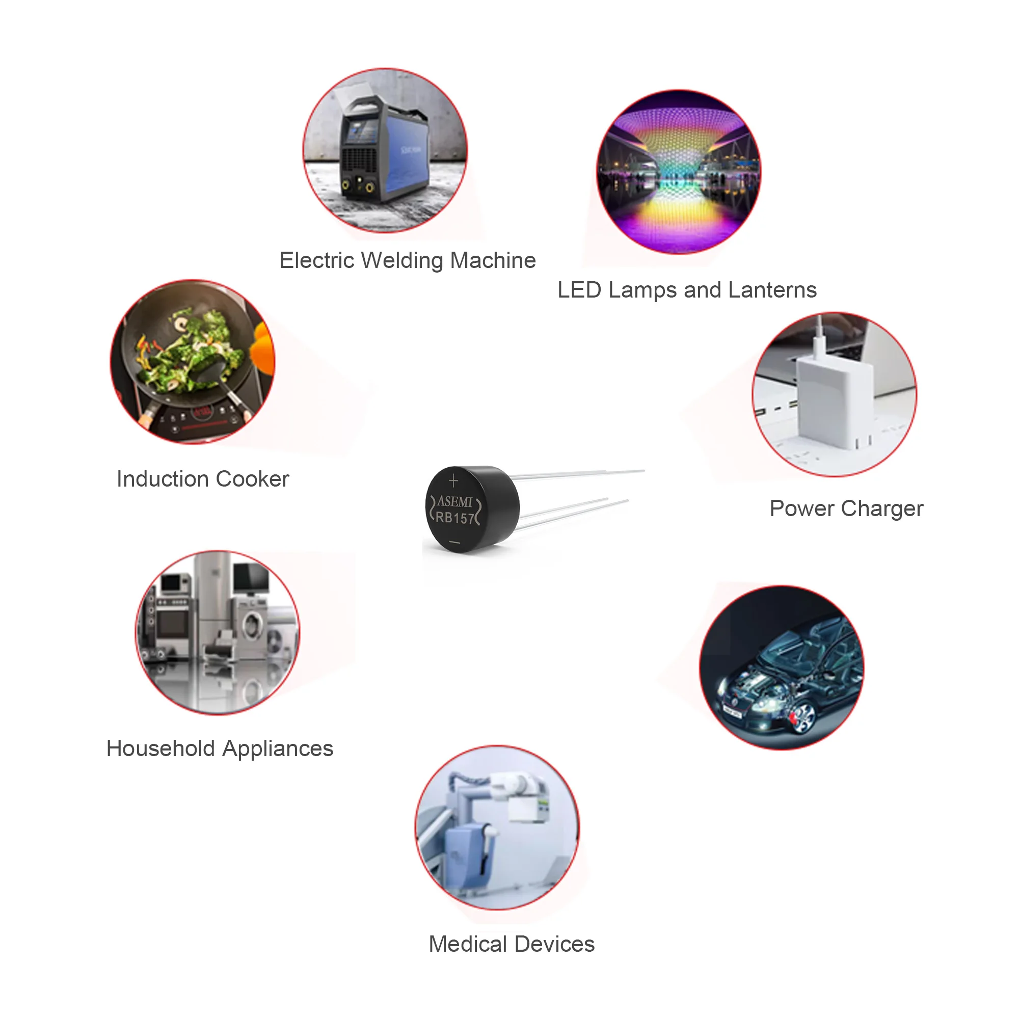 Retificador ASEMI-ponte, brandnew, RB157, 1.5A, 1000V, 10 PCes