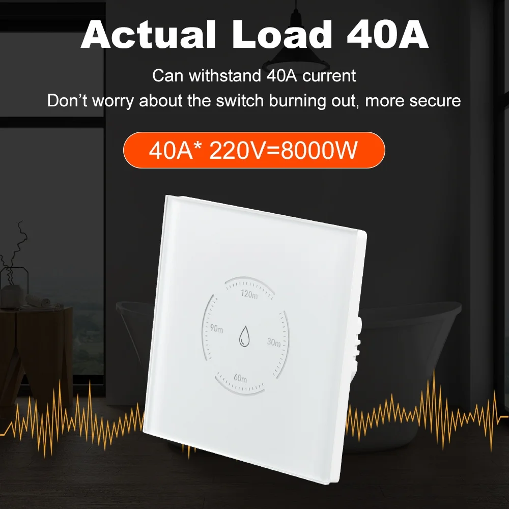 Manhot Tuya WiFi EU Boiler Water Heater Timer Touch Switch 40A 8000W Works With Alexa Google Home Smart Life APP Voice Control
