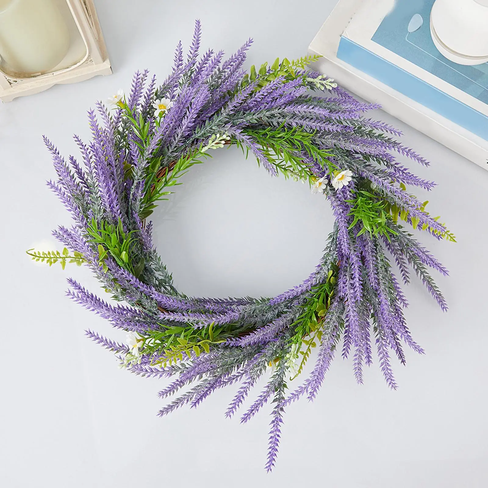 Lavender Wreath for Front Door Garland Wall Hanging Gift Decor Floral Wreath for Party Festival Garden Wall Indoor Outdoor