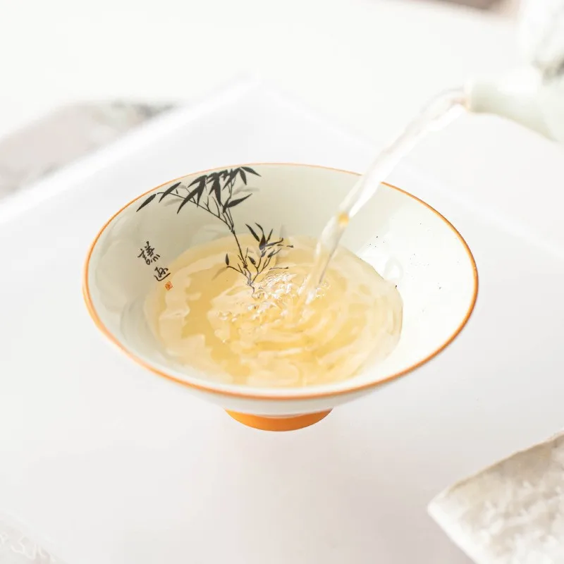 

Handmade Ceramic Gongfu Tea Cup Set, Ash Glaze Tea Ware for Home Tea Ceremony, Traditional Japanese Style