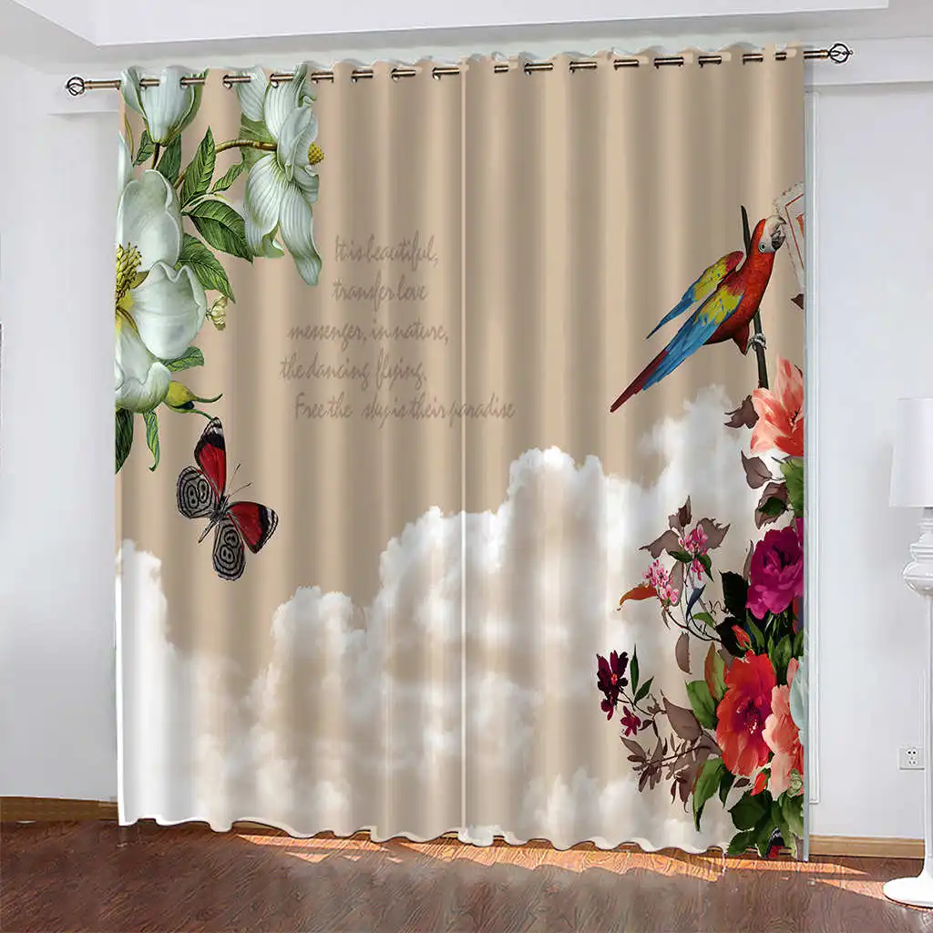 

Flowers Printed Living Room Blackout Curtains Home Textile Decoration Bedroom Curtains Cortinas Para Dormitorio Window Curtain