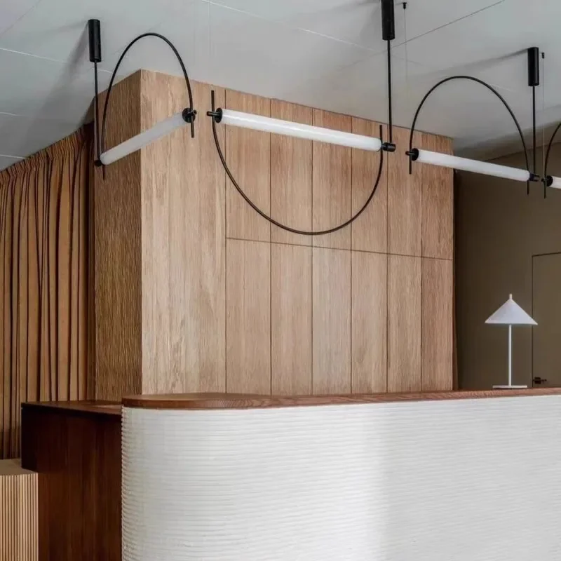 

Modern Minimalist Curved Design Light Luxury Chandeliers,black Line Led,restaurant Island Table Hotel Lighting,home Decor,dimma