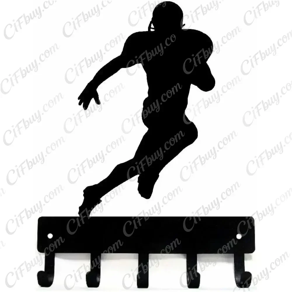 CIFBUY Retro Football Metal Wall Hook Sports Fan Key Holder Iron Hanger Home Entryway Decor Gift Rustic Plaque