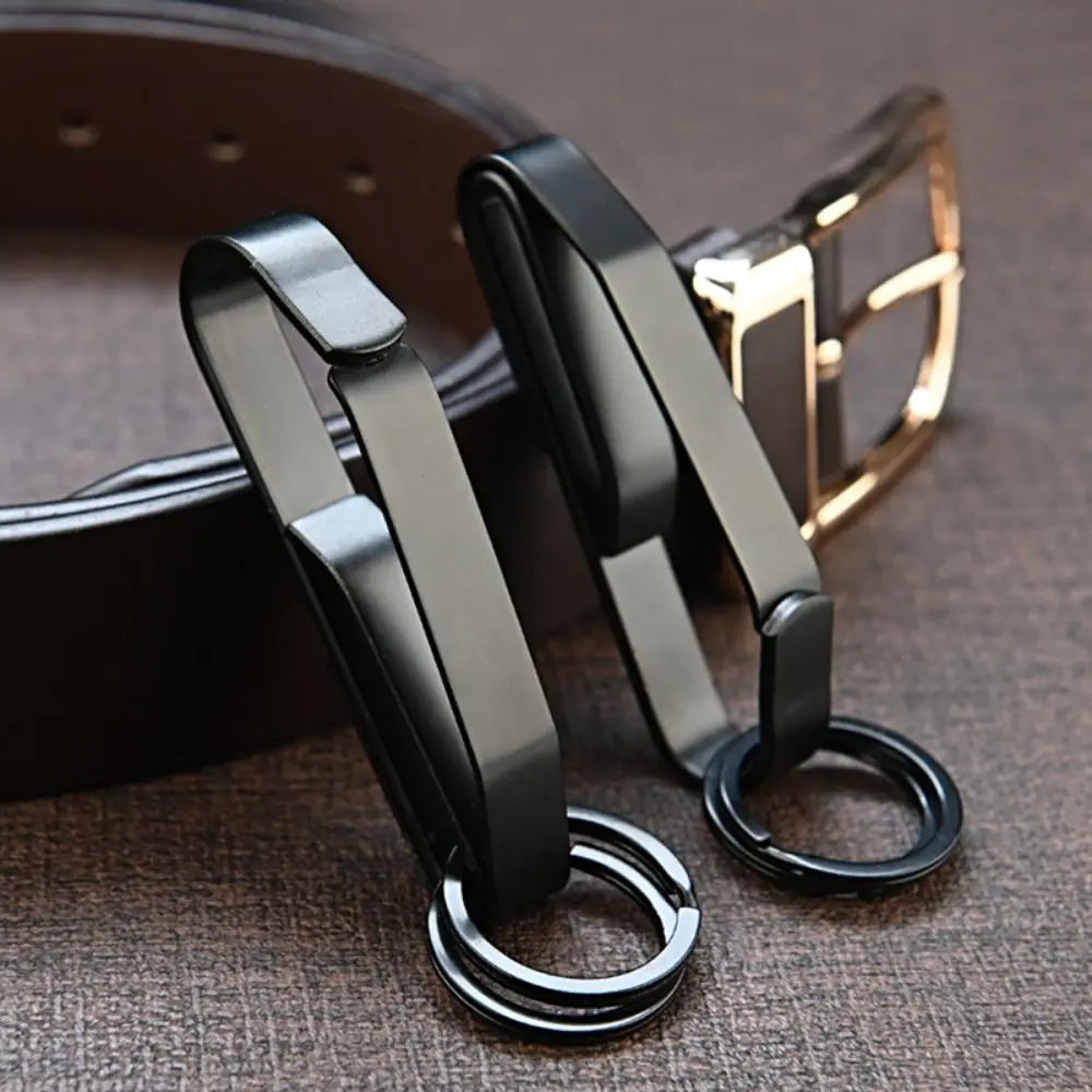 Stainless Steel Car Key Holder Carabiner Clip Anti-Lost Belt Buckle Durable 2 Rings Car Key Buckle Outdoor Activities
