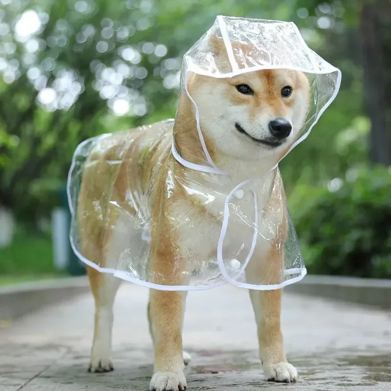 

Pet Dog Puppy Transparent Rainwear Raincoat Pet Hooded Waterproof Jacket Clothes Soft PVC Small Dogs Raincoat Puppy Rain Poncho