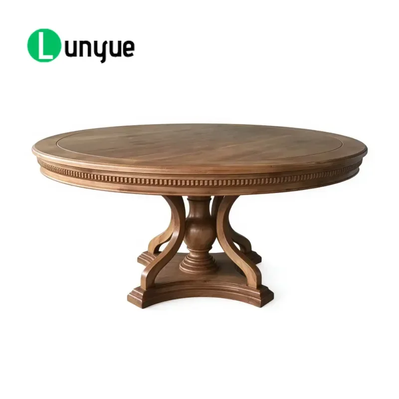 Chinese Classical Solid Wood Dining Table Hand Carved Round Table for Home Restaurant Furniture Durable Elegant Design
