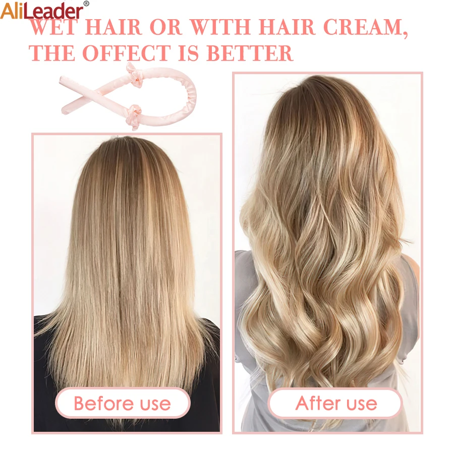 أداة تجعيد الشعر بدون حرارة 100% قضيب تجعيد الحرير بكرو عقال توك قضبان تجعيد للشعر الطويل أو المتوسط