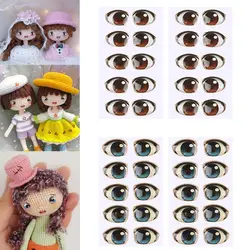 10 Pair Cute Cartoon Eyes Stickers Boy Anime Figurine Doll Face Organ Paster Decals DIY Glass Eye Chips Paper Doll Accessories