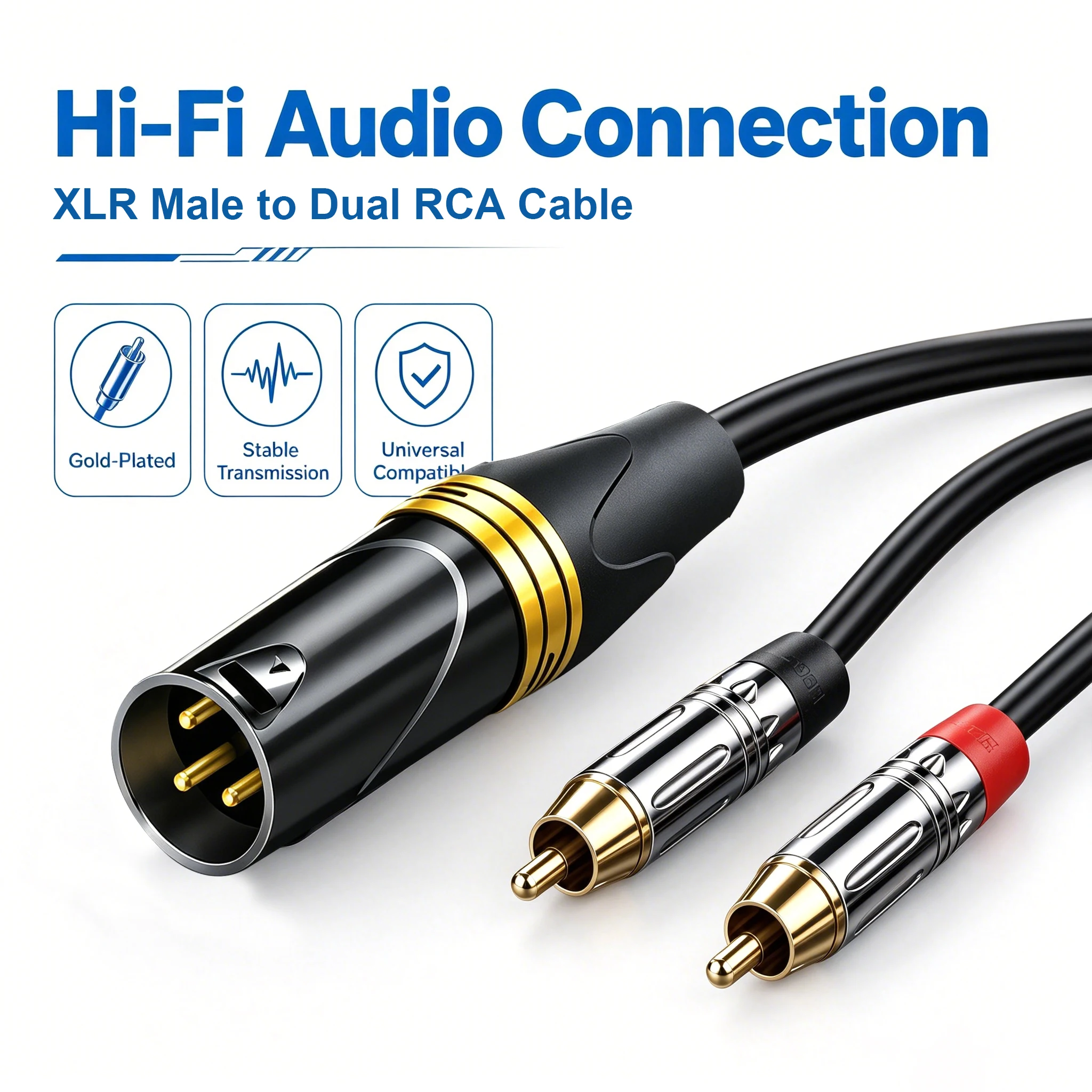 HIFI Audio Cable 3M 5M 10M 20M 30M XLR Male To 2RCA Cable XLR To RCA 3Pin Audio Cable for Microphone Microphone Connection