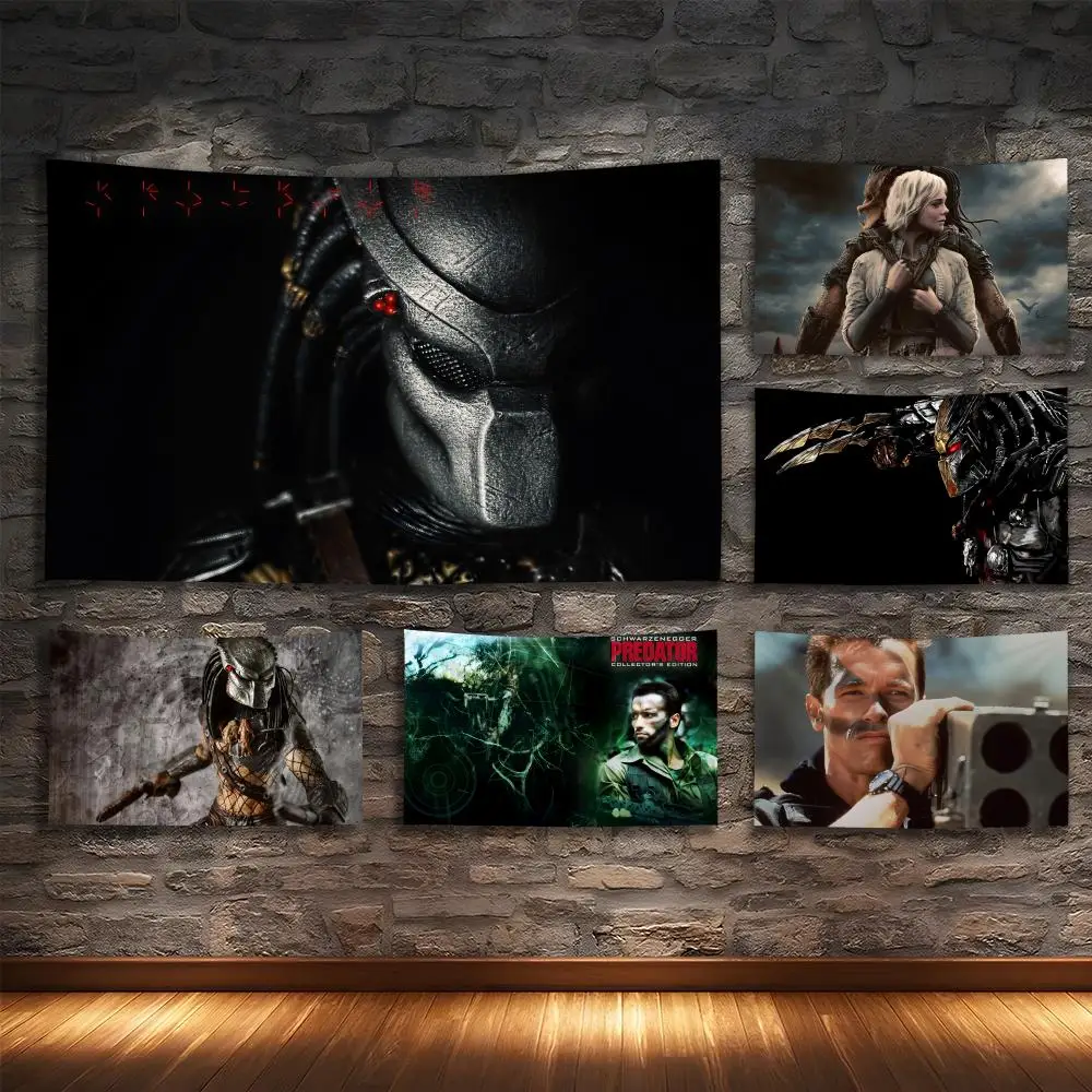 

P-Predators Cool Movie Tapestry Custom Living Bedroom Party Dormitory Interior Wall Bohemian Decoration Attached Clip