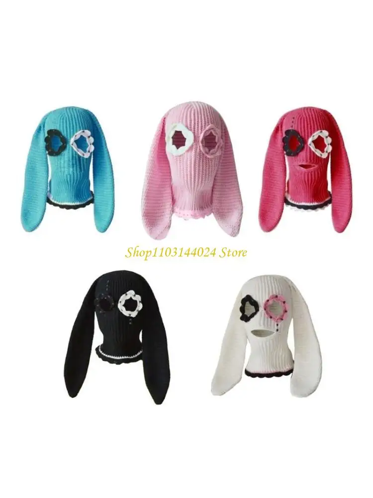 N5KE BunnyBalaclava Rabbit Ears Balaclavas Halloween Balaclavas Long BunnyEar Hat