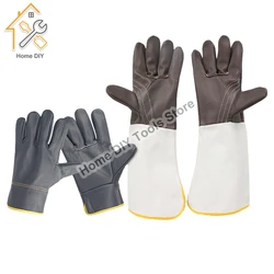 Leather Long Tube Gardening Safety Working Gloves Insulated Anti Scalding Argon Arc Welding Wear-resistant Welding Gloves