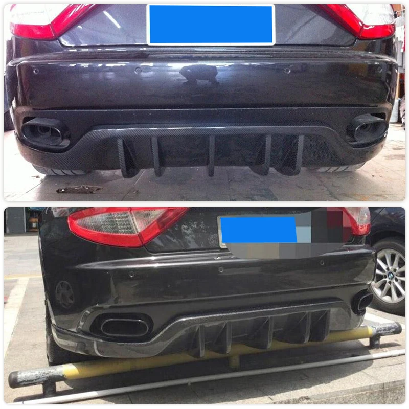 Diffuser belakang mobil, serat karbon bibir untuk Maserati GranTurismo Convertible Coupe 2 pintu 2006-2014 Diffuser belakang balap Spoiler FRP