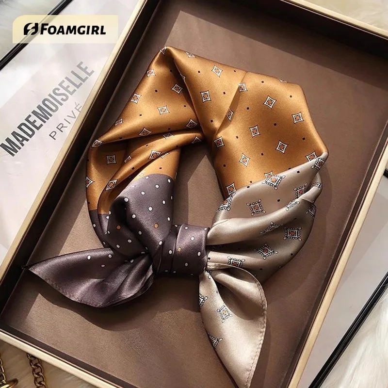 

Шарф из 100% шелка тутового шелкопряда, 65 см, креп-сатин, с узором в горошек, женский, весна-лето, простой и универсальный, в стиле ретро