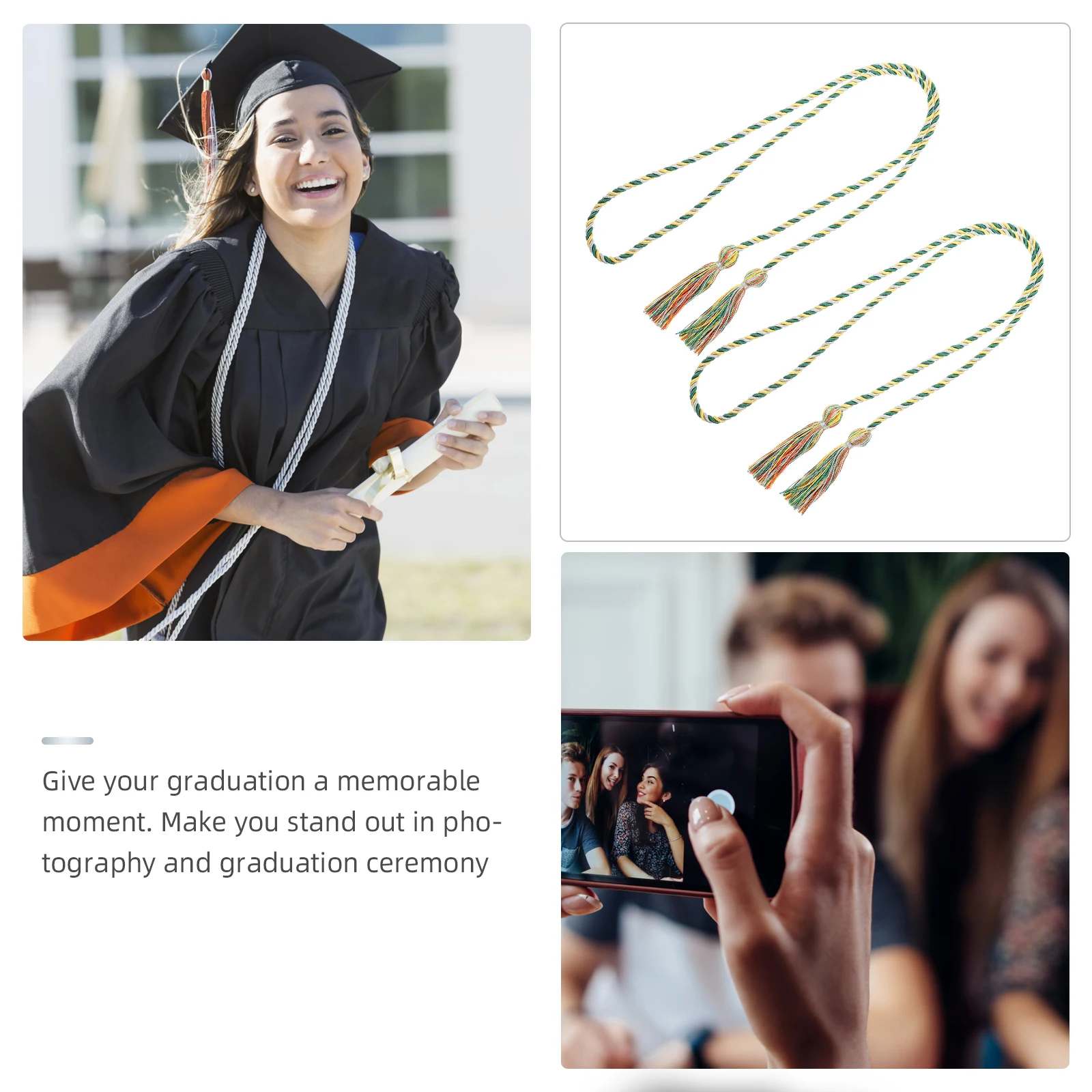 

2 Pcs Graduation Hat Tassels Honor Ropes Bachelor Accessories Creative Design Photography Props Durable Fringe Keepsake Student