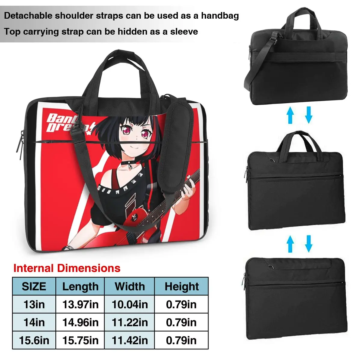 Laptop Sleeve Bag Mitake Ran Afterglow Portable Briefcase Bag Bang Dream For Macbook Air HP Huawei 13 14 15 Vintage Computer Bag