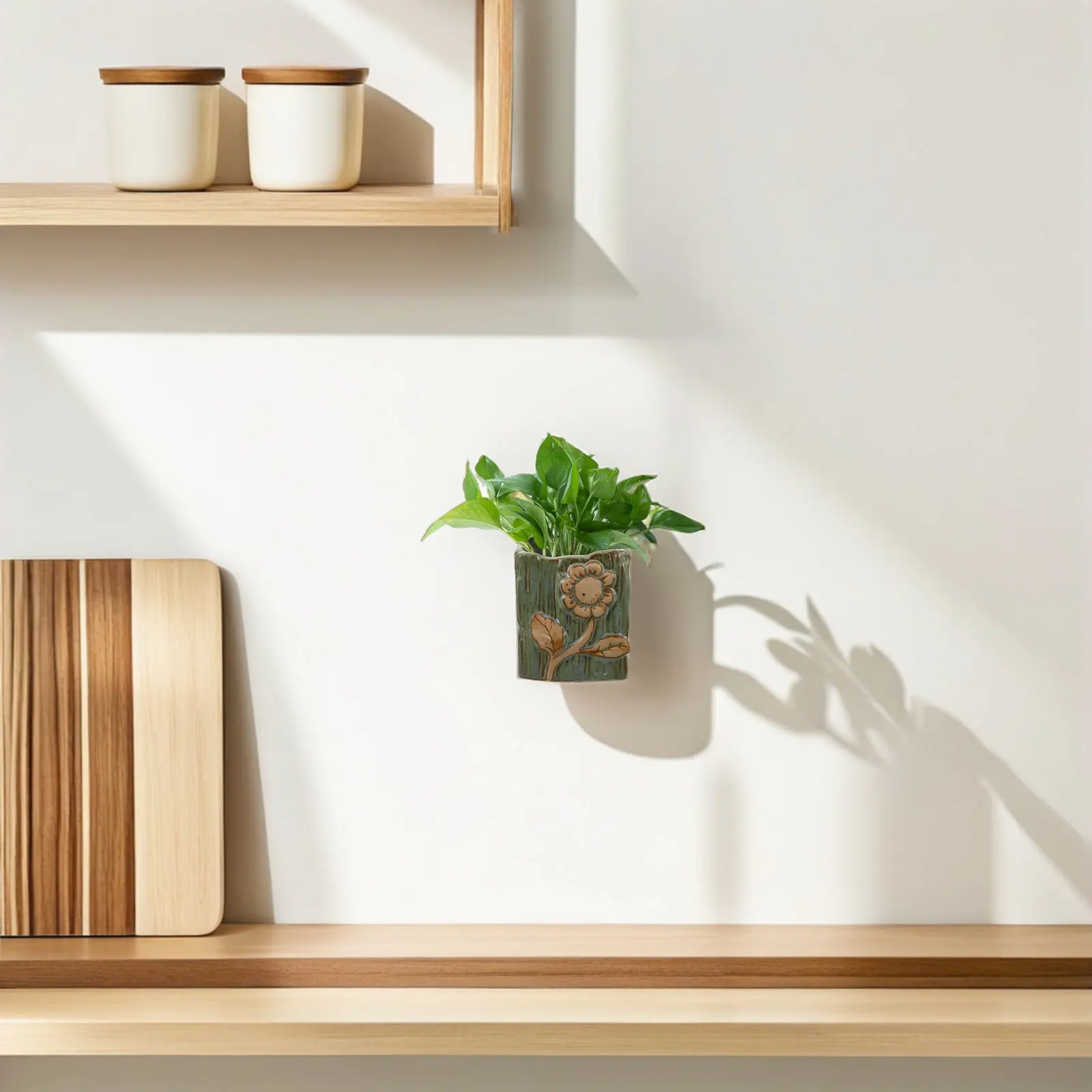 

Vintage Wall Mounted Ceramic Flower Pot Hanging Planter for Indoor Balcony Vertical Garden Rustic Pothos Succulent Display Space