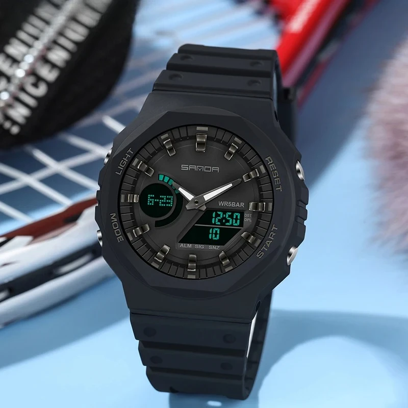 High Quality New Men's Quartz Watches Waterproof Men Military Sport Watch Relogio Masculino Dual Display LED Digital Wristwatch