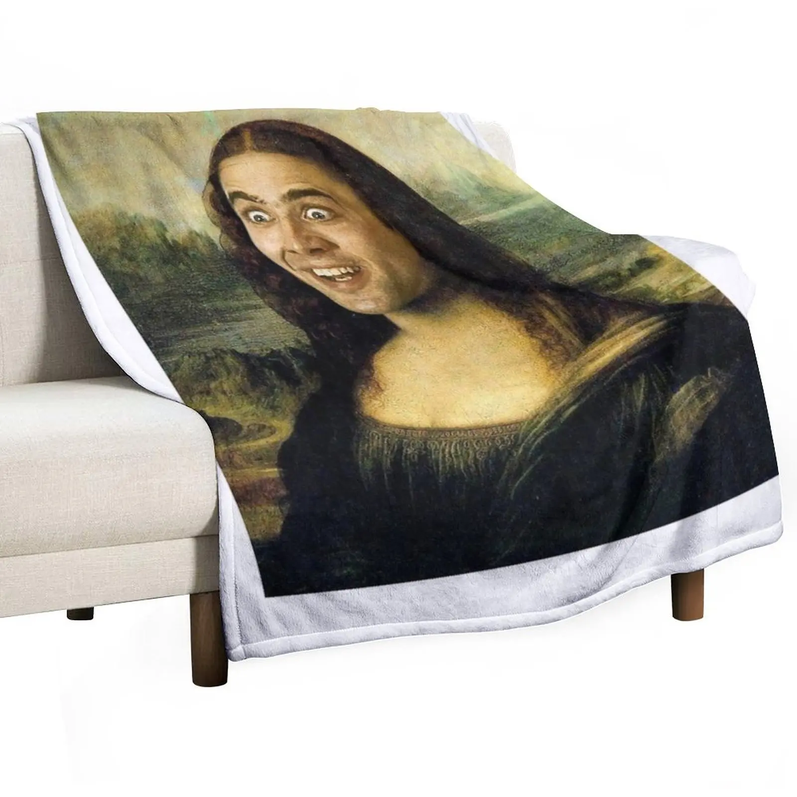 Nicolas Cage Mona Lisa Throw Blanket Nap Flannels Blankets