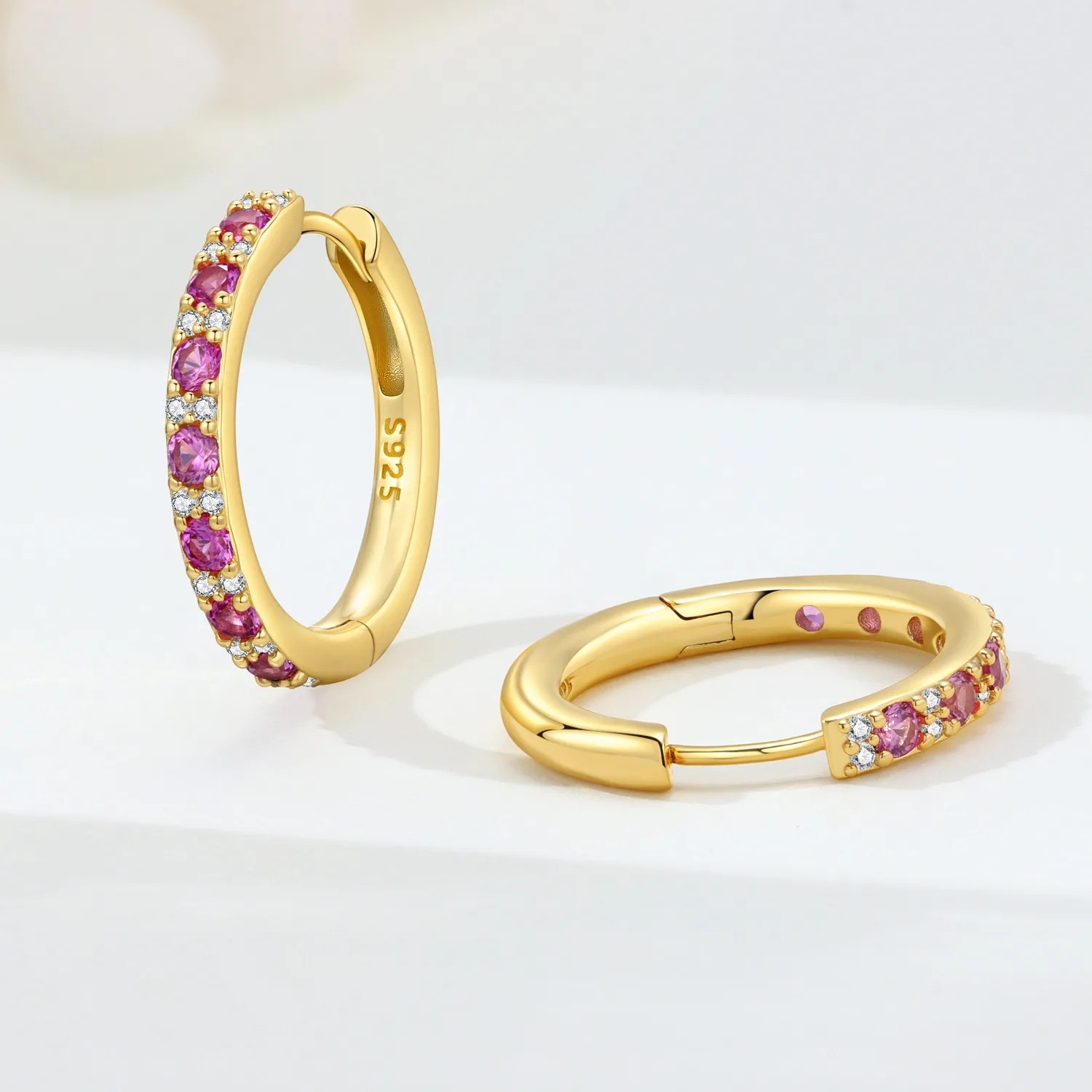 Orstarry S925 Sterling Silver Earring Versatile Purple Blue Green Zircon Earrings 18K Gold Plated Earrings Women Birthday Gifts