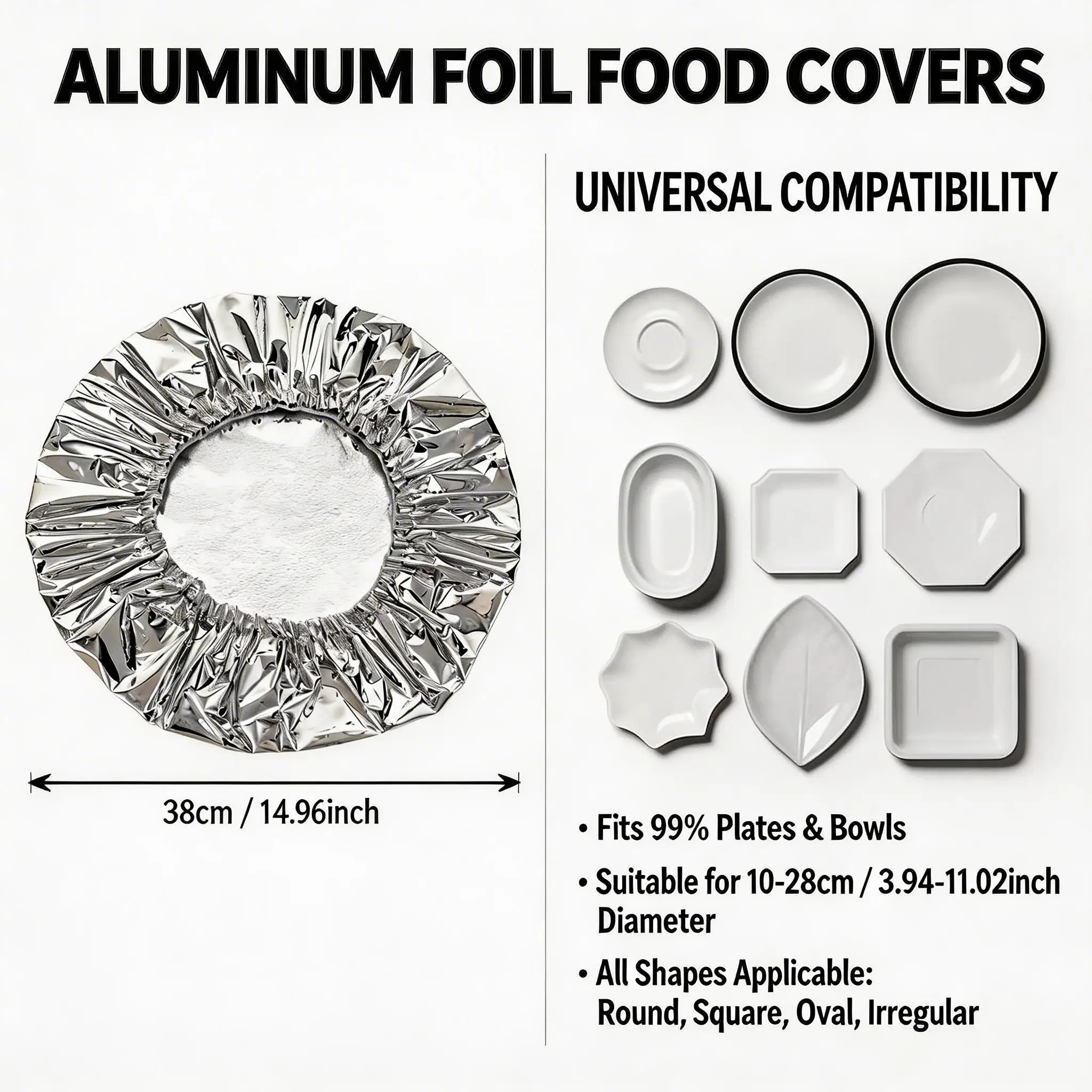 30Pcs Thick Stretch Aluminum Foil Food Covers Reusable Elastic Lids For Bowls Plates Kitchen Fresh Keeping