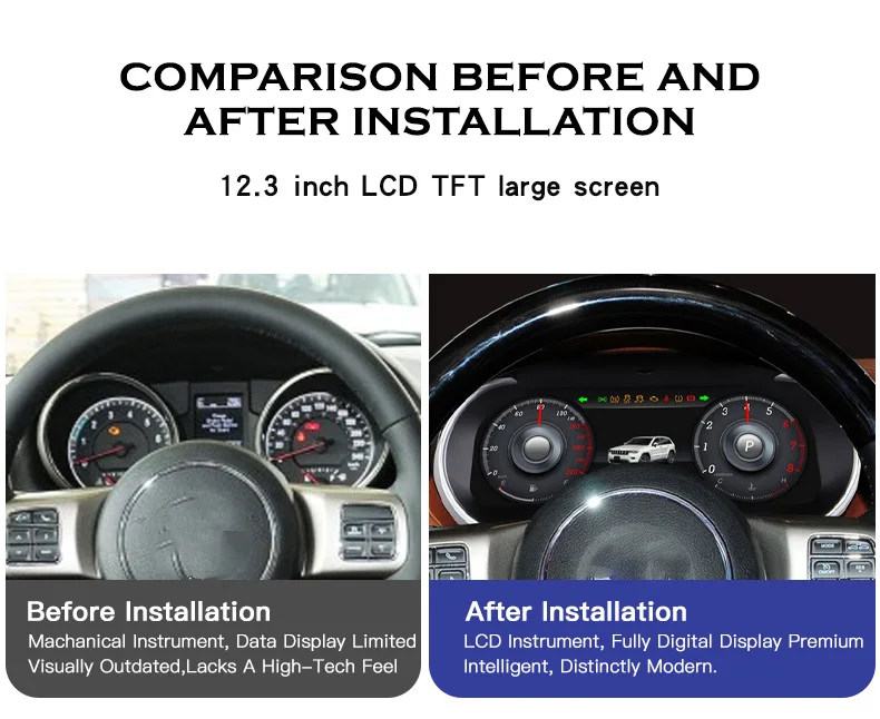 Digital Cluster Dashboard for Jeep Grand Cherokee 2011-2013 Dashboard Speedometer Supports Wireless CarPlay /Android Auto