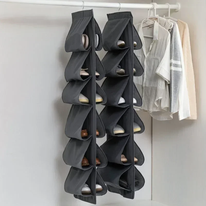12 Grid Shoe Storage Hanging Bag Non Woven Closet Organizer Wall Pocket Door Back Shoe Rack Multi Purpose Wardrobe Organizer - view 3