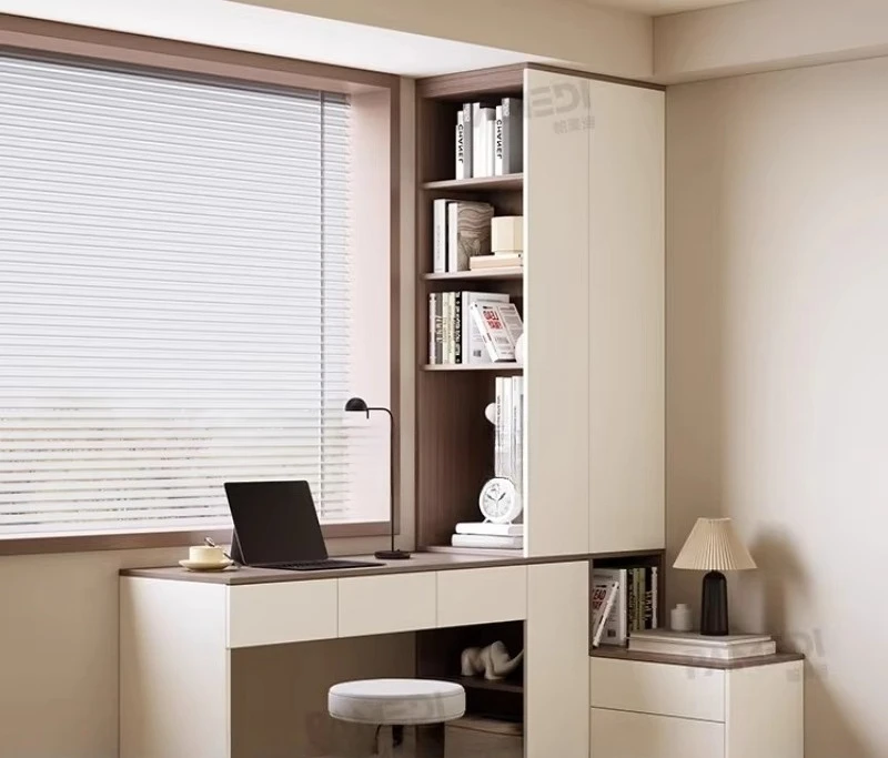 yjq  computer desk integrated against the wall office desk bookcase bedroom home study cabinet