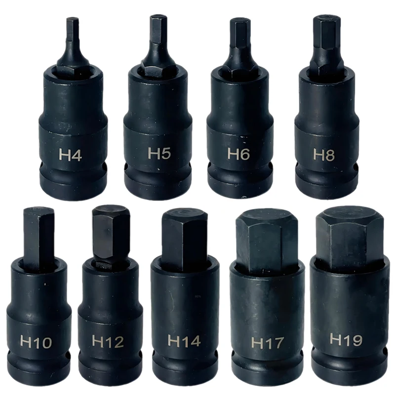 1Pc H4 H5 H6 H8 H10 H12 H14 H17 H19 1/2 Inch Drive Impact Socket 55mm Hex Bits Wrench Adapter Drill Bit Adapter Hand Tools