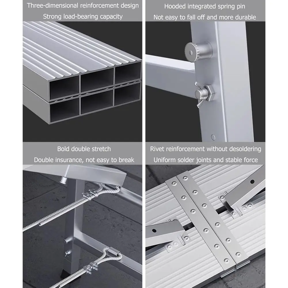 Adjustable Height Folding Step Ladder with 600 lbs Capacity, Portable Work Platform for Home and Engineering Projects
