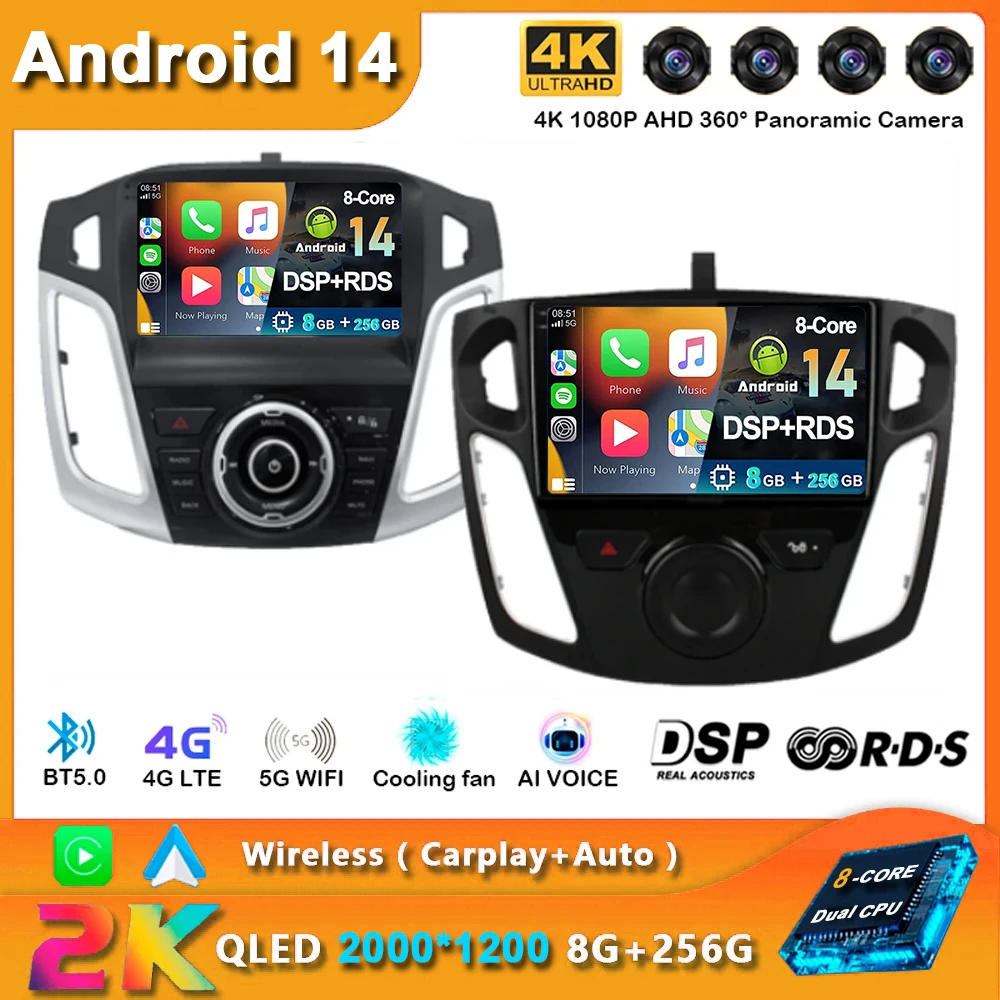 

Android 14 Carplay Car Radio Multimedia Video Player For Ford Focus 3 2011-2019 Android Auto Stereo Navigation 2din DVD