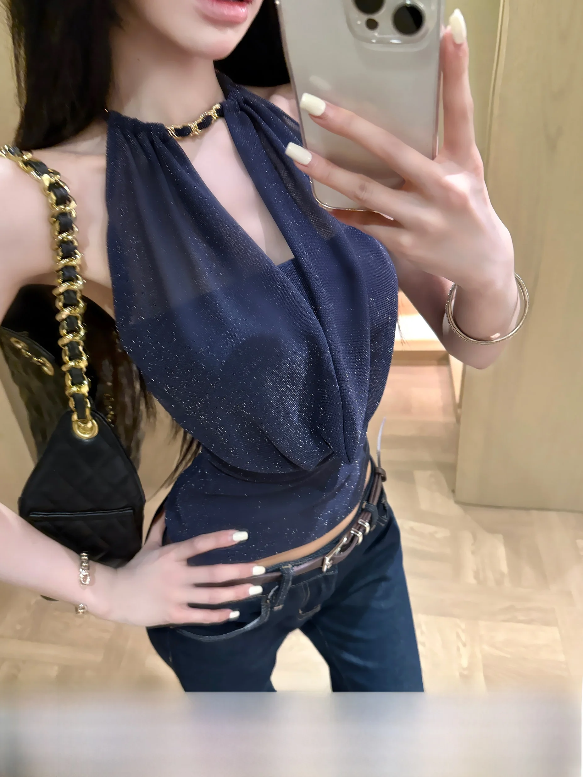 

Sultry Style Women's Sleeveless Crop Top Dustdip Club High Elasticity Summer New Fashion Outfit City Walk Office Wear