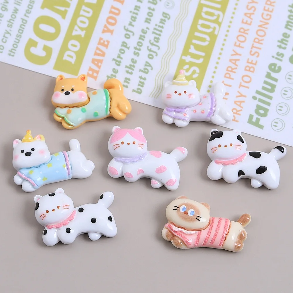 10pcs New Kawaii Cartoon Animal Cats Series Resin Scrapbook Diy Jewelry Children Gift Hairpin Accessories