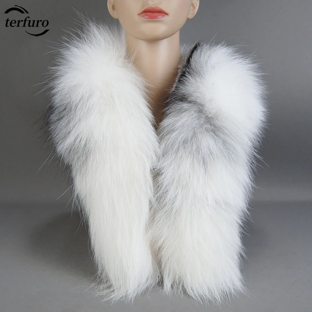 New Men Women Real Fox Fur Scarf Collar Scarves Wraps Good Quality Fur Ring Muffler Neck Warmer Fur For Down Coat Decor Scarves