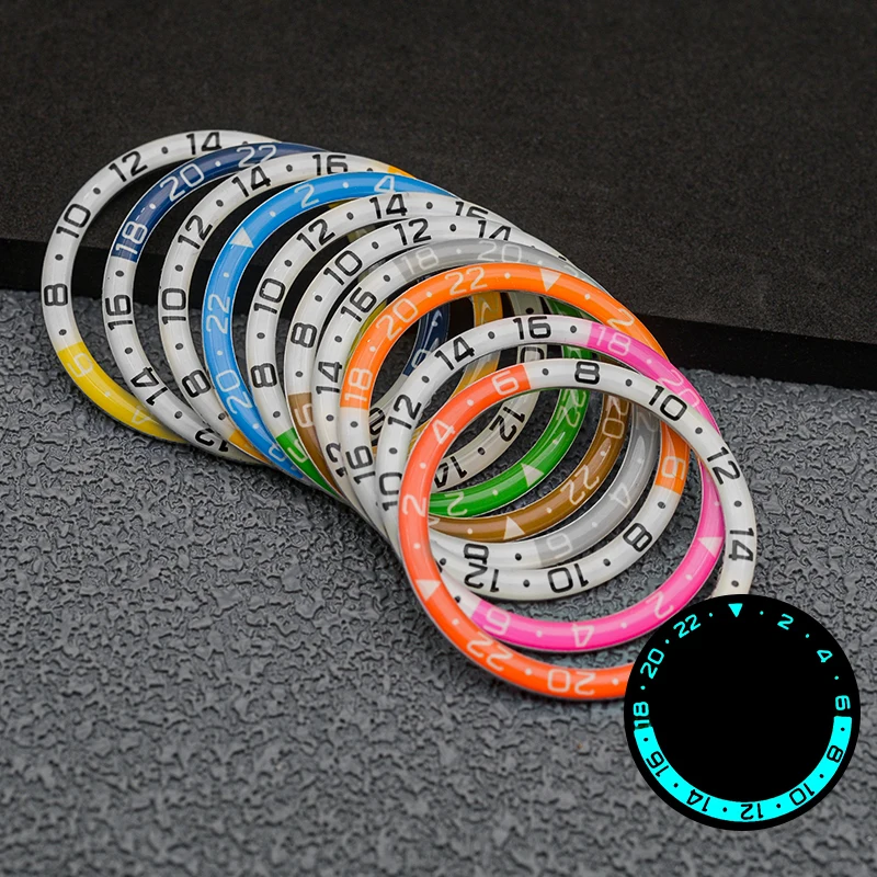 Mod 38mm SKX007 inserto lunetta in resina C3 verde luminoso adatto a Seiko SKX007 SKX009 SRPD cassa dell'orologio NH35 NH36 movimento parte dell'orologio