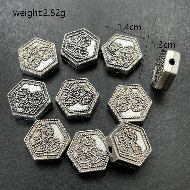 Tibetan Silver Tree of Life Yoga Pattern Perforated Spacer Bead DIY Charm Making Jewelry Necklace Connector Accessories