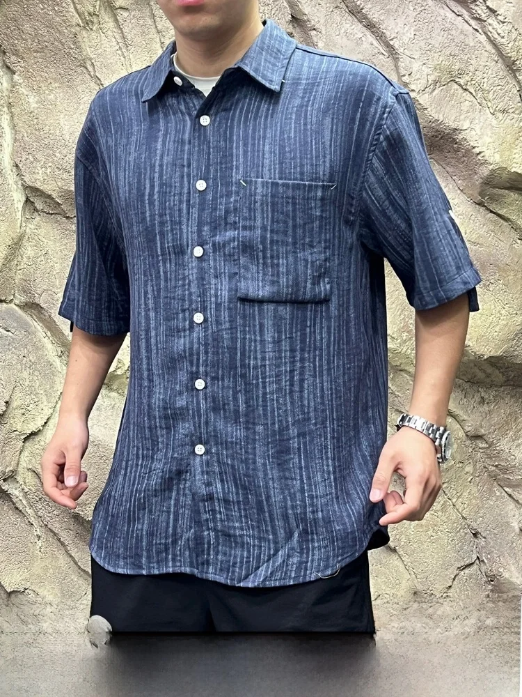 

Natural Cotton Linen Feel Tie Dye Short Sleeve T Shirt Men's Summer New Casual Style Breathable Sweat Absorbent Vintage Artistic