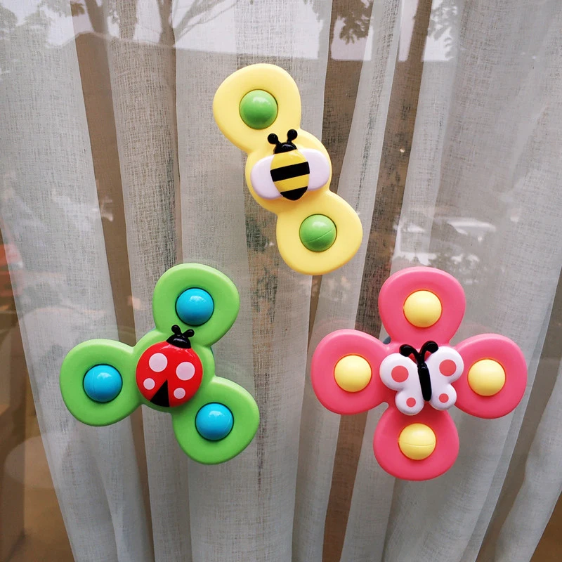 1pcs Baby Cartoon Fidget Spinner Toys Colorful Insect Gyro Educational Toy Kids Fingertip Rattle Bath Toys For Boys Girls Gift