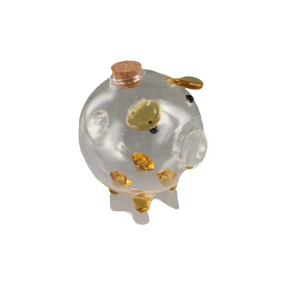 Transparent Cartoon Piggy Money Bank Multi-purpose Lightweight Glass Money Jar Visible Durable Golden Beans Container Desktop